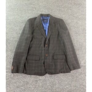 Tommy Bahama Sport Coat Large Taupe Polyester Wool Windowpane Luxury Designer